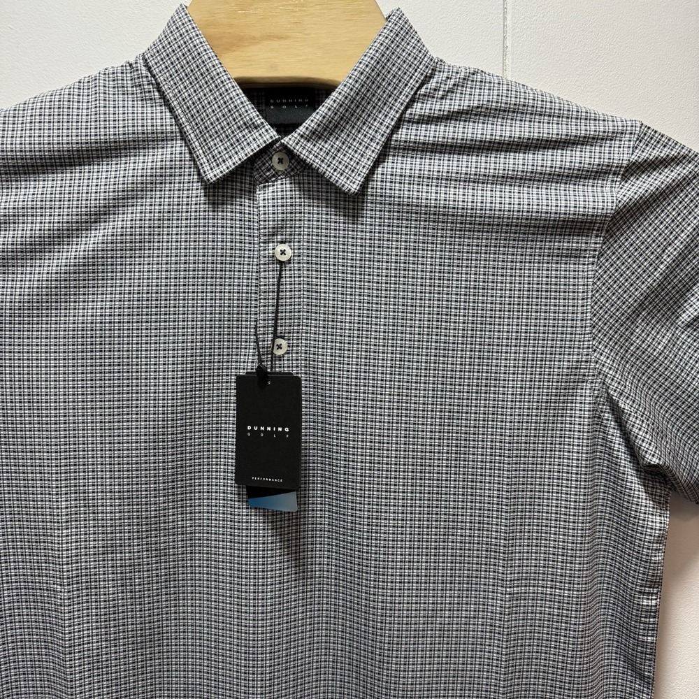NEW Dunning Golf Performance Polo Shirt Mens Medium Halo/White Coolmax‎ Wicking